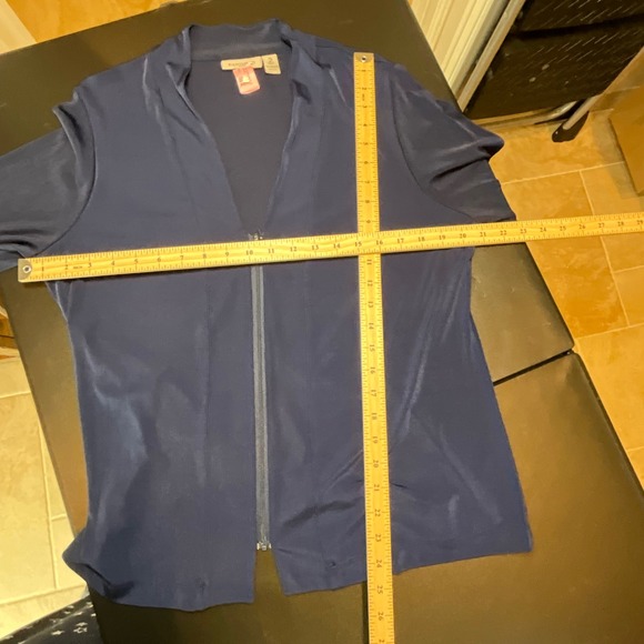 Easywear by Chico's Navy Blue Zip Front Cardigan Sweater Womens Sz 2 Lg US 12 - Picture 7 of 8